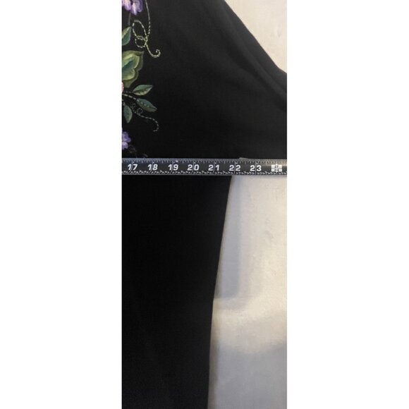 VTG Stitches In Time Sweater Cardigan Black Floral Cottagecore Grandmacore Sz L - Picture 4 of 6